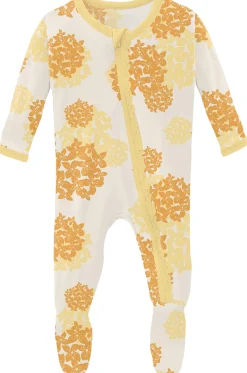 KicKee Pants Muffin Ruffle Footie with Zipper - Wallaby Hydrangea, 3-6 Months