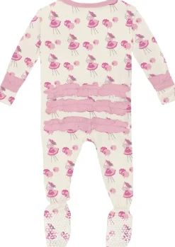 KicKee Pants Print Classic Ruffle Footie with 2 Way Zipper - Natural Little Bo Peep, Newborn