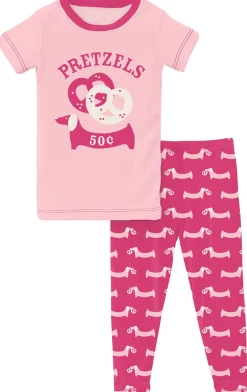 KicKee Pants Short Sleeve Graphic Tee Pajama Set - Calypso Pretzel Pup, 5 Years