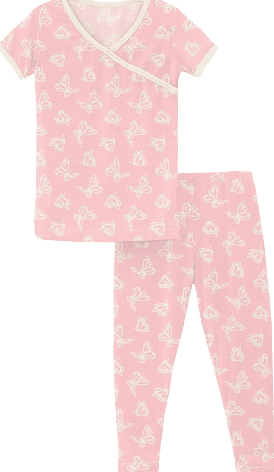 KicKee Pants Short Sleeve Kimono Pajama Set - Lotus Butterfly, 2T