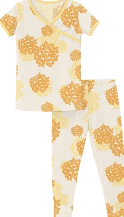 KicKee Pants Short Sleeve Kimono Pajama Set - Wallaby Hydrangea, 2T