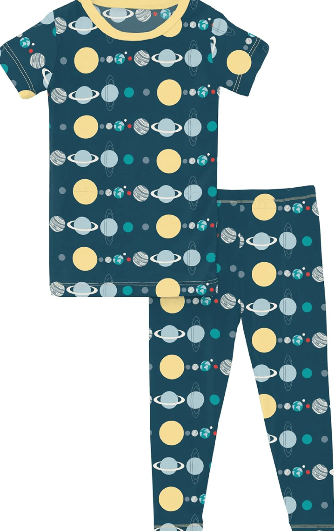 KicKee Pants Short Sleeve Pajama Set - Peacock Planets, 4T