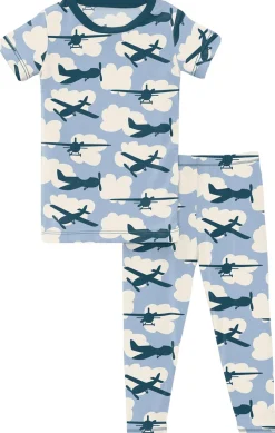 KicKee Pants Short Sleeve Pajama Set - Pond Airplanes, 6 Years