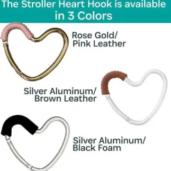KidCo BuggyGear Heart Hook - Brown Leather/Silver Aluminum