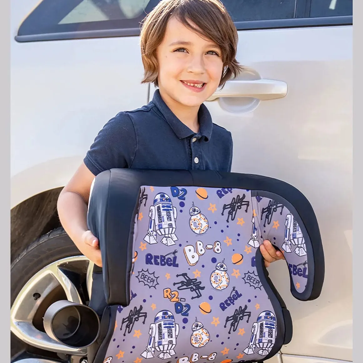 KidsEmbrace Backless Booster Car Seat - Star Wars BB-8 and R2-D2