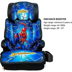 KidsEmbrace High Back Booster Car Seat - Marvel Spider-Man Blue Web