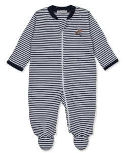 Kissy Kissy Footie w/ Zip Stripe - Navy, 0-3M