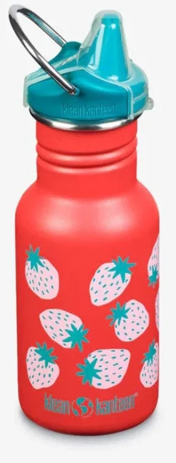 Klean Kanteen Kid Classic Sippy Water Bottle, 12 oz - Coral Strawberries