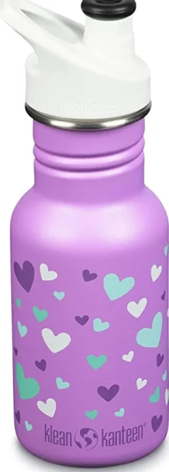 Klean Kanteen Kid Classic Sport Bottle, 12 oz - Orchid Hearts