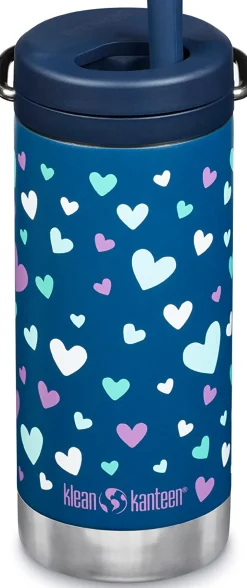 Klean Kanteen TKWide Insulated Bottle with Twist Cap, 12 oz - Navy Hearts
