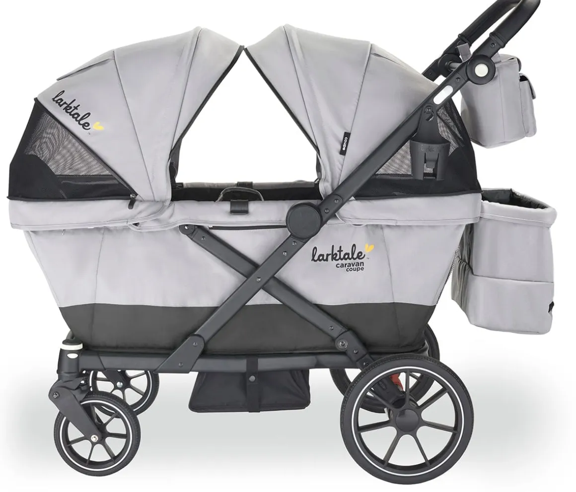 Larktale Caravan Coupe V2 (2 Seater) Stroller Wagon - Gray / Black