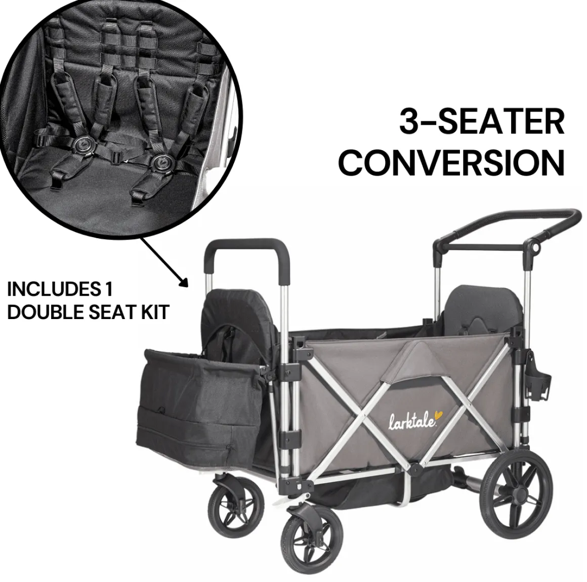 Larktale Caravan (3 Seater) Stroller Wagon Bundle - Mornington Gray