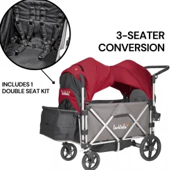 Larktale Caravan (3 Seater) Stroller Wagon Complete Bundle - Mornington Gray / Barossa Red