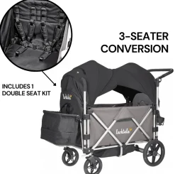 Larktale Caravan (3 Seater) Stroller Wagon Complete Bundle - Mornington Gray / Byron Black