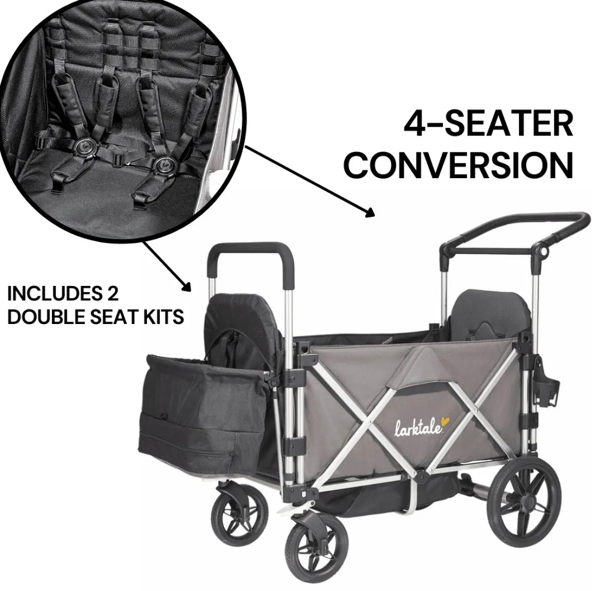 Larktale Caravan (4 Seater) Stroller Wagon Bundle - Mornington Gray