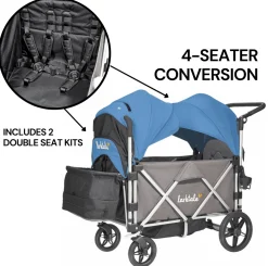 Larktale Caravan (4 Seater) Stroller Wagon Complete Bundle - Mornington Gray / Freshwater Blue