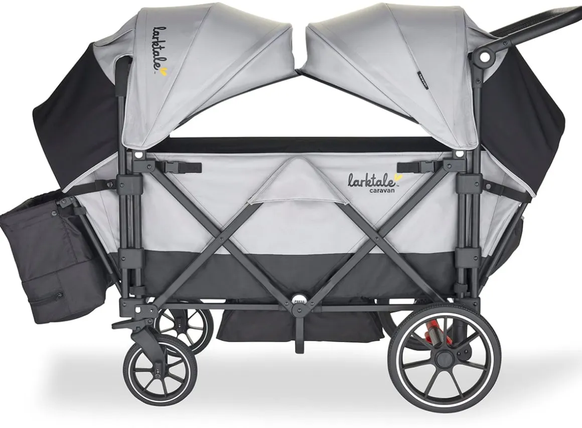 Larktale Caravan V2 (3 Seater) Stroller Wagon Bundle - Gray/Black