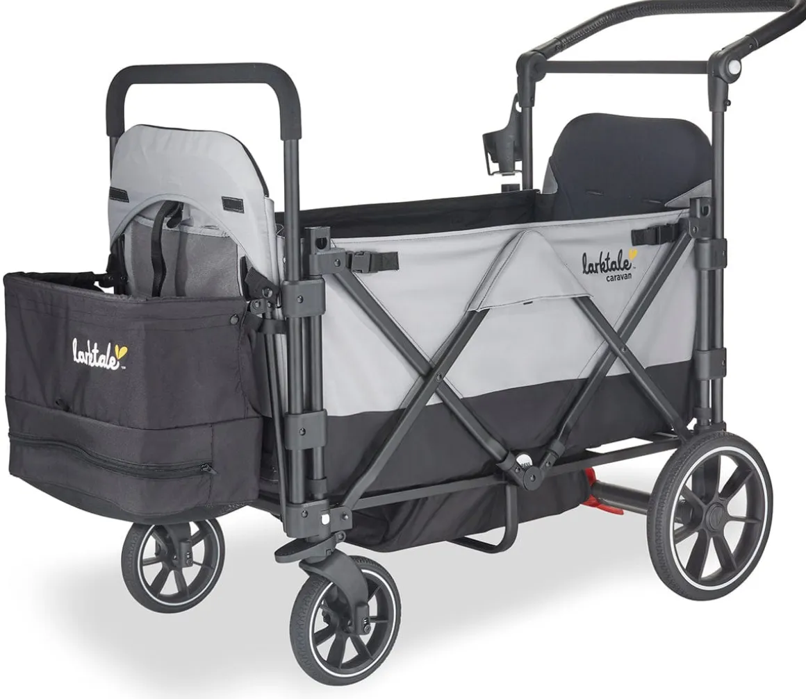 Larktale Caravan V2 (3 Seater) Stroller Wagon Bundle - Gray/Black