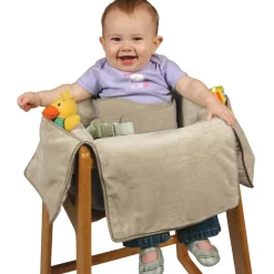 Leachco Diner Liner Plush Portable Booster Chair Liner with Safety Belt, Latte