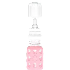 Lifefactory 4oz Glass Baby Bottle with Silicone Sleeve - Pink