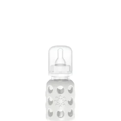 Lifefactory 4oz Glass Baby Bottle with Silicone Sleeve - Stone Gray