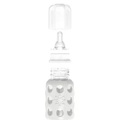 Lifefactory 4oz Glass Baby Bottle with Silicone Sleeve - Stone Gray