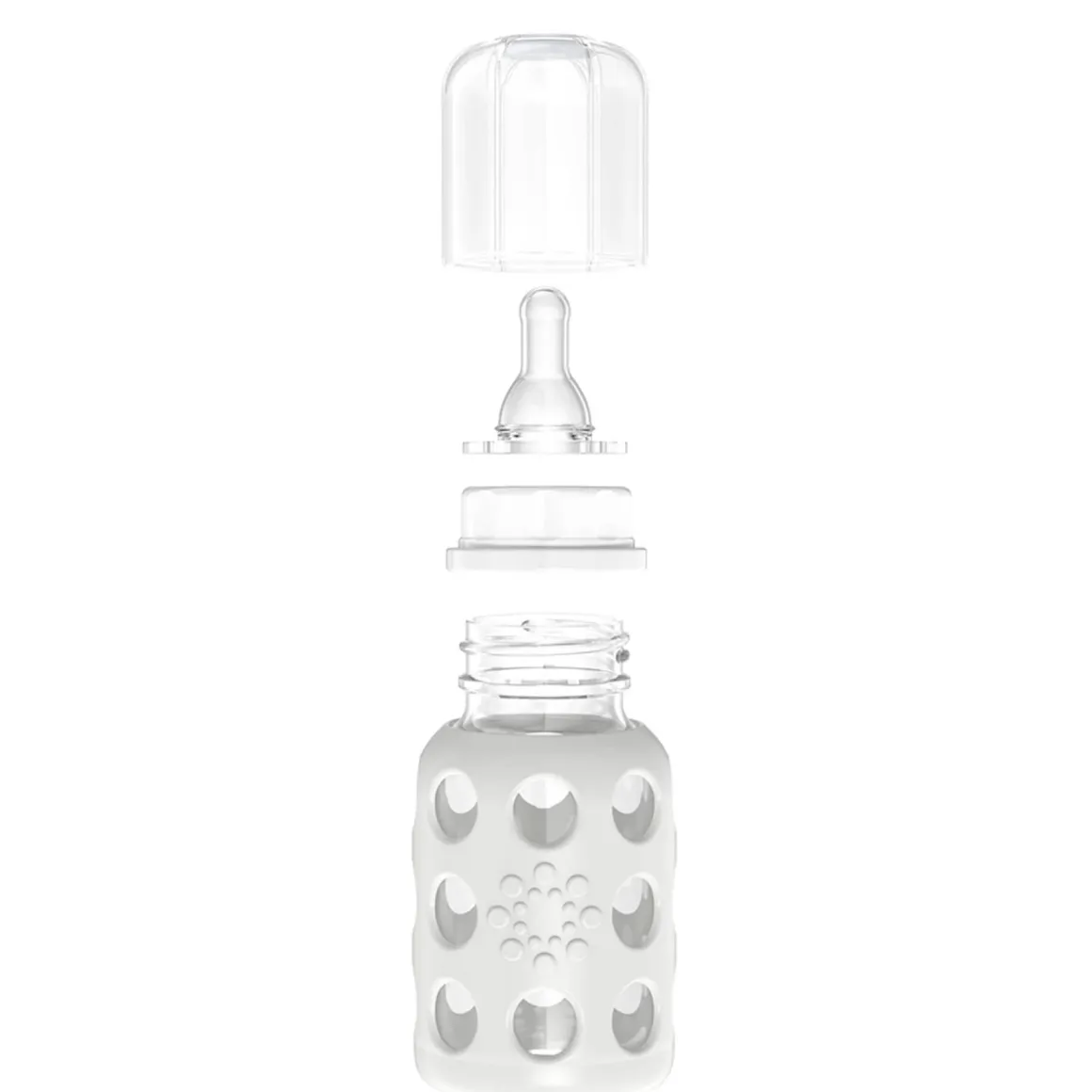 Lifefactory 4oz Glass Baby Bottle with Silicone Sleeve - Stone Gray