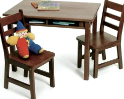 Lipper International Child's Rectangular Table & 2 Chairs - Walnut