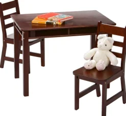 Lipper International Child's Rectangular Table & 2 Chairs - Walnut