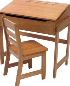 Lipper International Child's Slanted Top Desk & Chair - Pecan