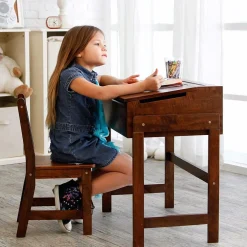Lipper International Child's Slanted Top Desk & Chair - Walnut