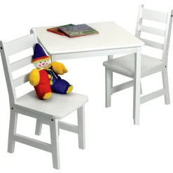 Lipper International Child's Square Table & Chairs, 3-Piece Set - White