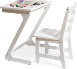 Lipper International Kids Anywhere Table & 1 Chair Set - White