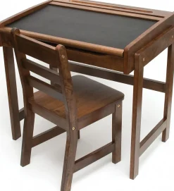 Lipper International Kids Chalkboard Desk & Chair, 2-Piece Set - Walnut