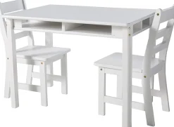 Lipper International Kids Rectangular Table with Shelves & 2 Chairs - White