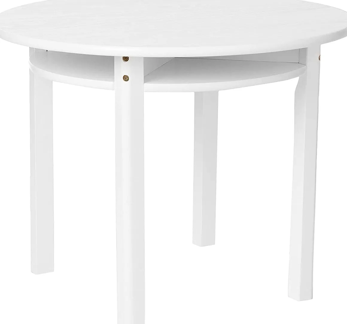 Lipper International Round Table with Shelf and 2 Chairs - White