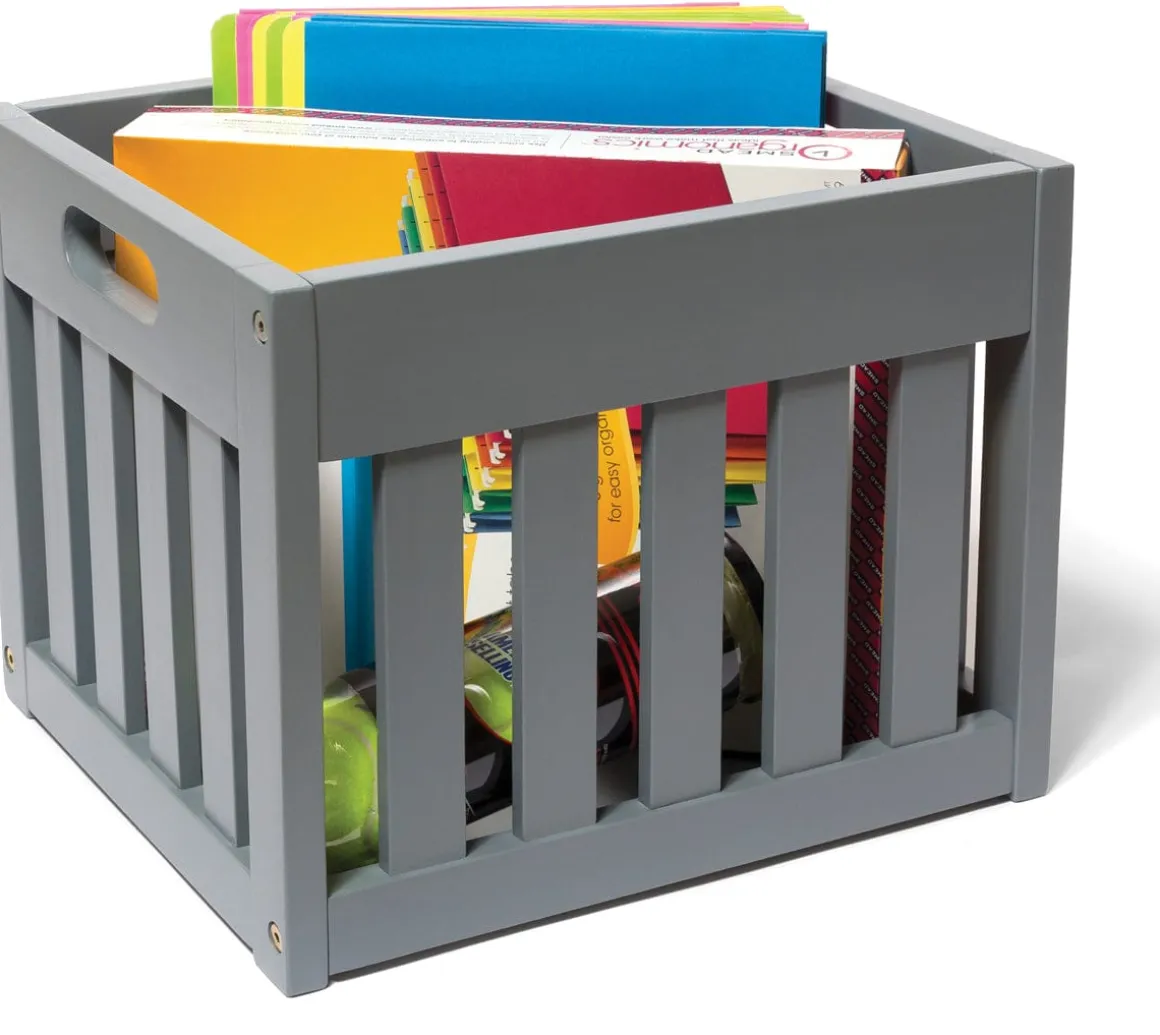 Lipper International Wooden Storage Crate - Grey