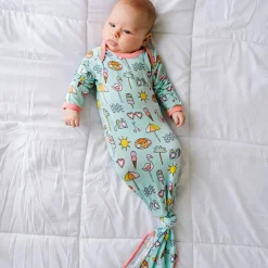 Little Sleepies Bamboo Viscose Infant Knotted Gown - Pool Party