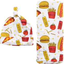 Little Sleepies Bamboo Viscose Swaddle + Hat Set - Fast Foodie
