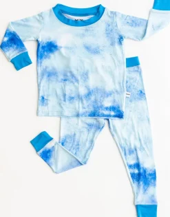 Little Sleepies Two-Piece Bamboo Viscose Pajama Set - Blue Watercolor, 12 - 18 months