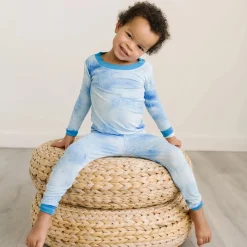 Little Sleepies Two-Piece Bamboo Viscose Pajama Set - Blue Watercolor, 12 - 18 months