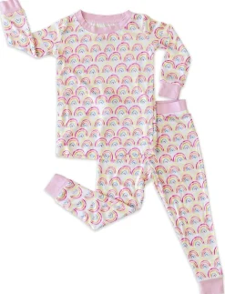 Little Sleepies Two-Piece Bamboo Viscose Pajama Set - Pastel Rainbows, 12 - 18 months