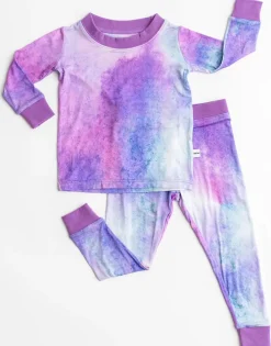 Little Sleepies Two-Piece Bamboo Viscose Pajama Set - Purple Watercolor, 12 - 18 months
