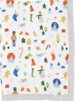 Little Unicorn Cotton Muslin Baby Quilt - Christmas Time