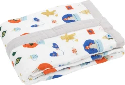 Little Unicorn Cotton Muslin Baby Quilt - Christmas Time