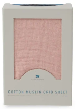 Little Unicorn Cotton Muslin Fitted Crib Sheet - Rose Petal