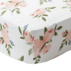 Little Unicorn Cotton Muslin Fitted Crib Sheet - Watercolor Roses
