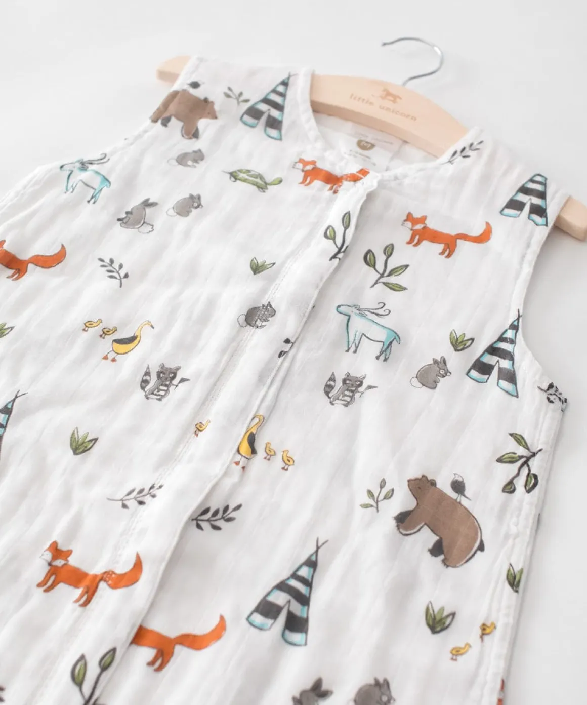 Little Unicorn Cotton Muslin Sleep Bag, Medium - Forest Friends