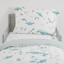 Little Unicorn Cotton Muslin Toddler Bedding 3 Piece Set - Whales
