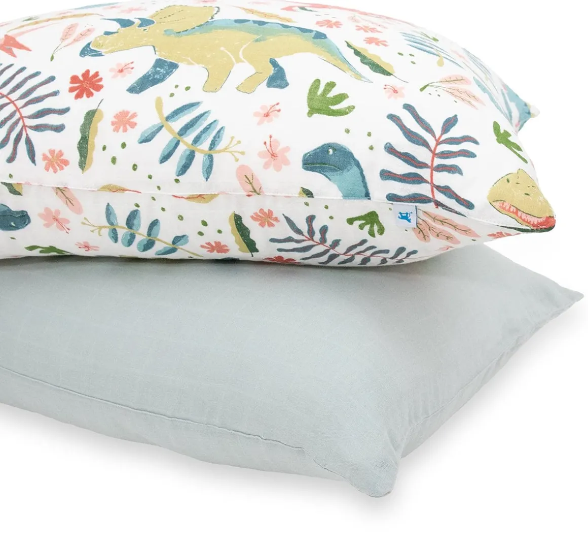 Little Unicorn Cotton Muslin Toddler Pillowcase, 2 Pack - Boho Dino